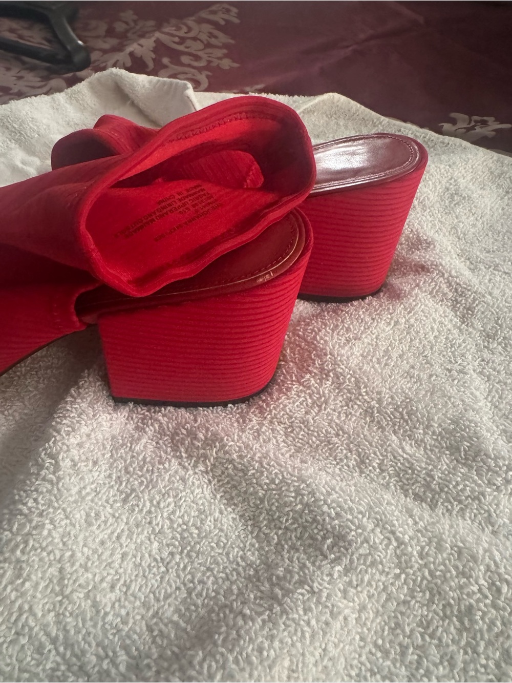 Katy Perry Collections Red Ribbed Open-Toe Block Heel Booties - Picture 6 of 6